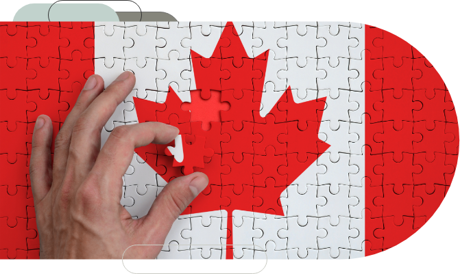 A puzzle forming a Canadian flag