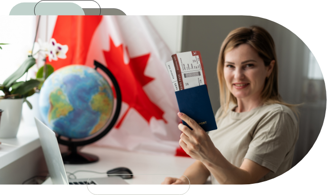 A woman holding a passport